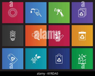 Environment icon series in Metro style. Stock Vector