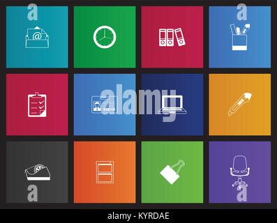 Office icon series in Metro style. Stock Vector