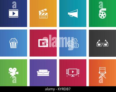 Movie icon series in Metro style. Stock Vector