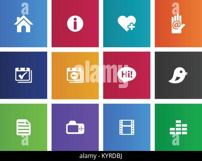 Personal website and portfolio icons series in Metro style. Stock Vector