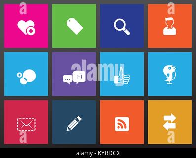 Social network icon series in metro style. Stock Vector