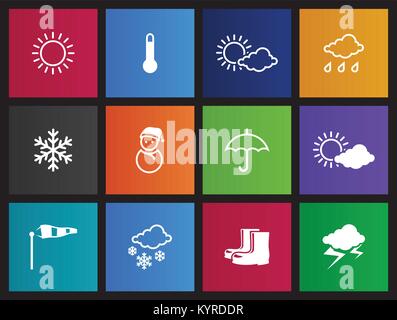 Weather icon series in Metro style. Stock Vector