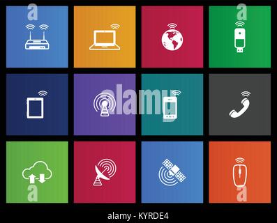 Wireless technology icon series in Metro style. Stock Vector