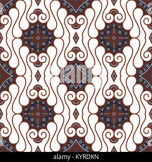 Seamless brown white Javanese batik. Stock Vector