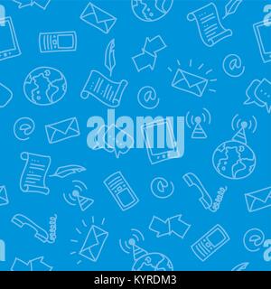 Seamless pattern of hand drawn communication symbols. Stock Vector