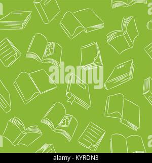 Seamless pattern of hand drawn books and papers. Stock Vector
