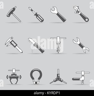 Bicycle tools icon set in single color. Stock Vector