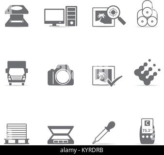 Printing and graphic design icon set. Stock Vector