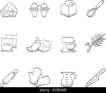 Baking icons in sketch. Stock Vector