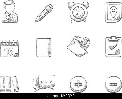 Group collaboration icon series in sketch. Stock Vector