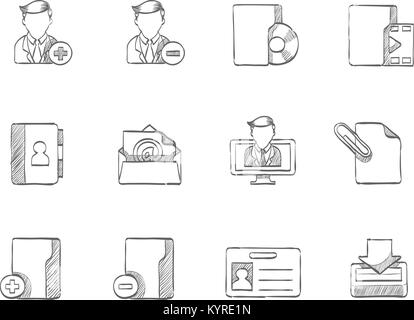 Group collaboration icon series in sketch. Stock Vector