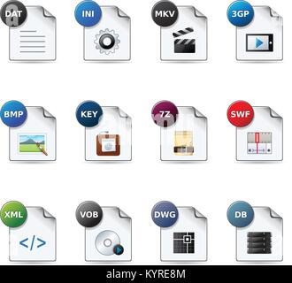 File formats icon set. Stock Vector
