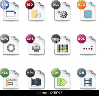 File formats icon set. Stock Vector