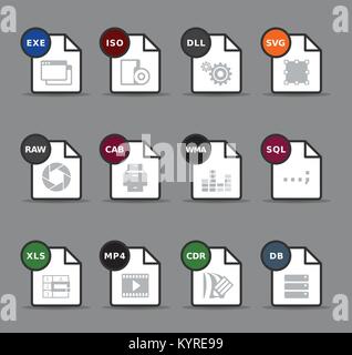 File formats icon set. Stock Vector