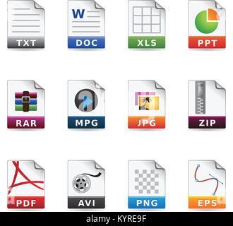 File type icon set. Stock Vector