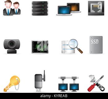 Computer network icon set. Stock Vector