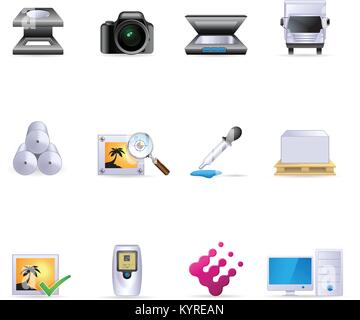 Printing and graphic design icon set. Stock Vector