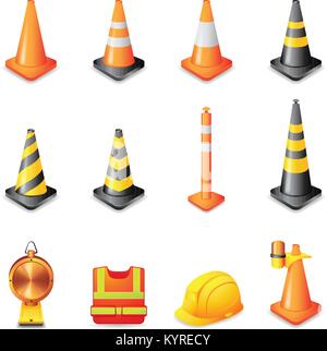Traffic warning sign icon set. Stock Vector