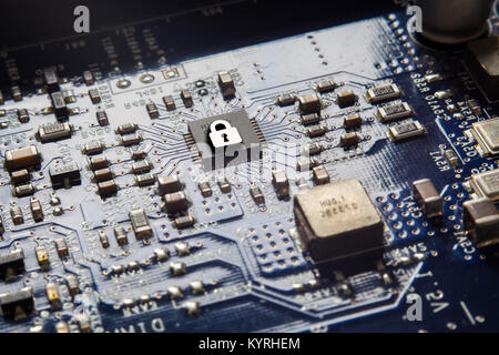 locked computer, cpu safety, internet security Stock Photo