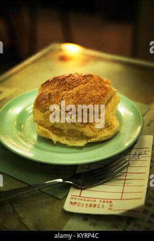 Hong Kong style bun with the order receipt Stock Photo