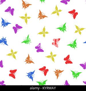 Colorful Butterfly Silhouette Seamless Pattern Stock Vector