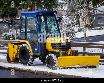 Snow tractor clearing from Braemar in the Scottish Highlands Stock Photo