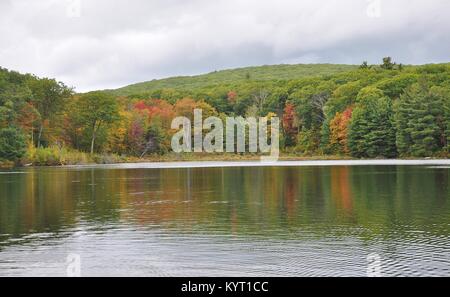 Monterey, MA. Beautiful fall colors along the pond in Beartown State Park in The Berkshires. October 8, 2017. @ Veronica Bruno / Alamy Stock Photo