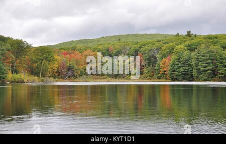 Monterey, MA. Beautiful fall colors along the pond in Beartown State Park in The Berkshires. October 8, 2017. @ Veronica Bruno / Alamy Stock Photo