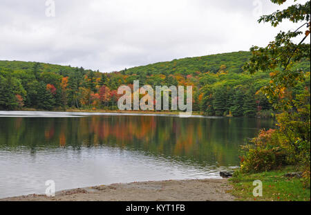 Monterey, MA. Beautiful fall colors along the pond in Beartown State Park in The Berkshires. October 8, 2017. @ Veronica Bruno / Alamy Stock Photo