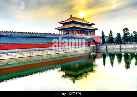 Rear Gate Heavenly Purity Gugong Forbidden City  Moat Canal Plaace Wall Beijing China. Emperor's Palace Built in the 1600s in the Ming Dynasty Stock Photo