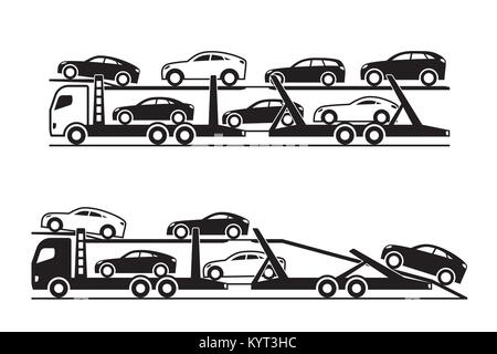 Car transporter trucks - vector illustration Stock Vector