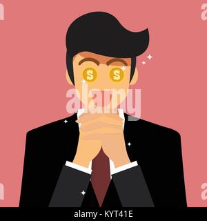 Businessman praying for money. Vector illustration Stock Vector