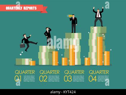 Quarterly reports infographic. Vector illustration Stock Vector