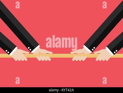 Two Businessmen pull the rope. Business market competition Stock Vector