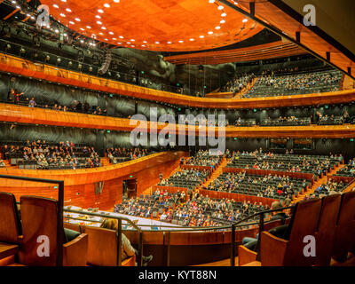 KATOWICE, POLAND – FEBRUARY 2, 2017: Interior and auditorium of modern concert hall of the National Symphonic Orchestra of Polish Radio (NOSPR) in Kat Stock Photo