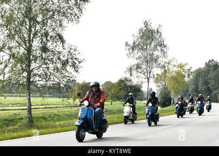 Vespa, Scooter, Vintage, tour, trip, drive, street, nature, historic, race, convoy, people, daytrip, tuning, cruising, speed, fun, nature, road, Stock Photo