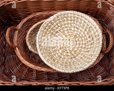 Pile of wicker baskets on sale in public street market Stock Photo - Alamy