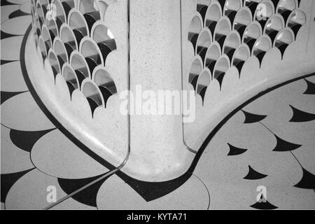 Detailed view of spiral staircase at Tate Britain art gallery in London UK. Photographed in monochrome. Stock Photo