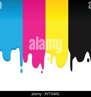 CMYK Paint Dripping Vector Graphic Background Stock Vector