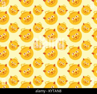 Cute Cat Seamless Pattern Vector Graphic Stock Vector
