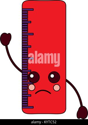 ruler sad school supplies kawaii icon image Stock Vector Image & Art ...