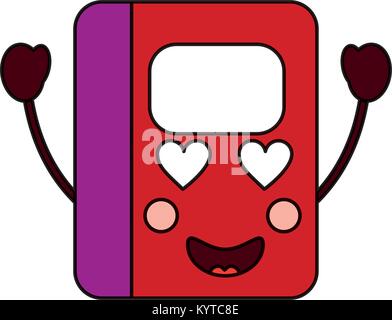 notebook heart eyes  school supplies kawaii icon image  Stock Vector