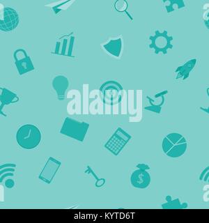 Vector Illustration Business Icons Light Blue Seamless Pattern Background  Designed as Multiple Objects Involved In Work, Startup, Finance. Stock Vector