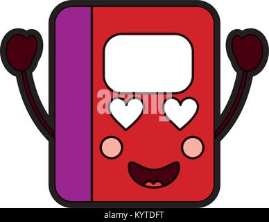 notebook heart eyes  school supplies kawaii icon image  Stock Vector