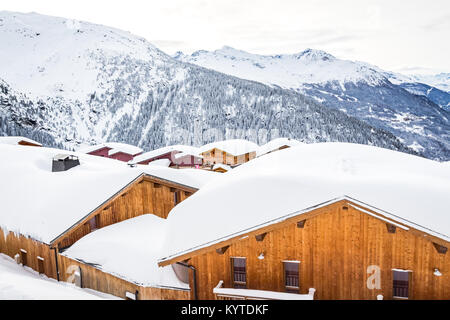 The Haute Tarentaise is a territory renowned for its world-famous ski resorts, Tignes, Val d'Isere, Les Arcs, Villaroger and La Rosiere. It is a desti Stock Photo