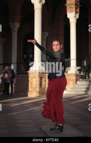 Flamenco Dancer, Plaza de España, Seville, Andalusia, Spain.