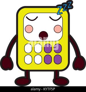 calculator math kawaii character cartoon Stock Vector