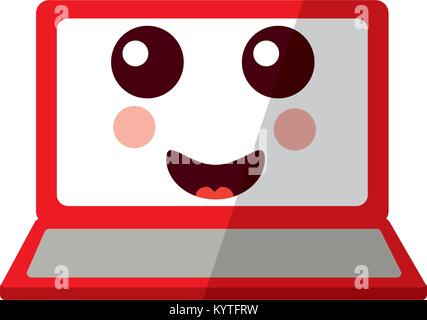 laptop computer kawaii character screen Stock Vector