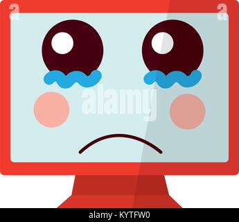 Computer screen monitor kawaii cute cartoon Stock Vector Art ...