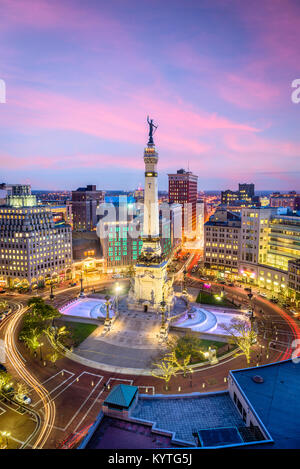 Indianapolis, Indiana, USA skyline over Monument Circle. Stock Photo